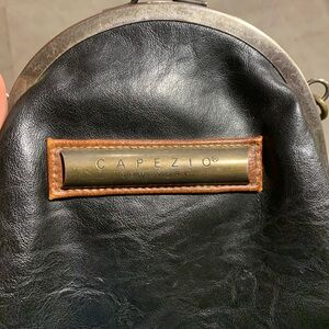 Capezio Black Leather Backpack with Vintage Charm